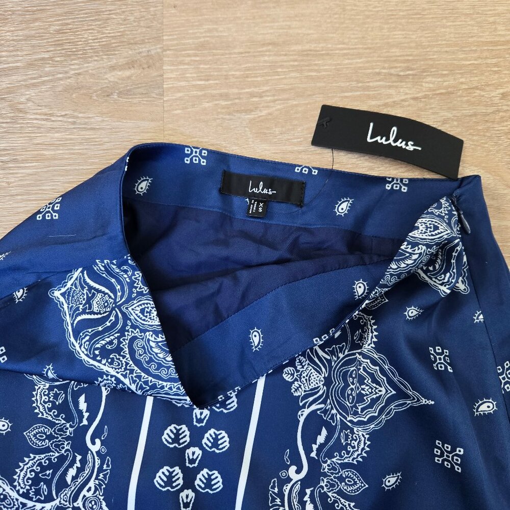 Lulu's Navy Blue & White Paisley Midi Skirt - Picture 9 of 14